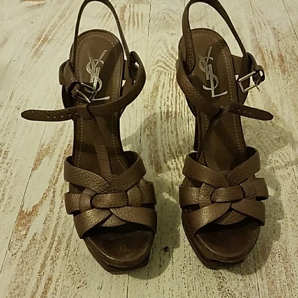 YSL tribute t-strap  platform sandal