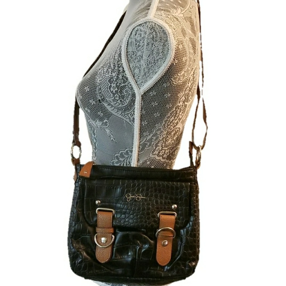 JESSICA SIMPSON crossbody black buckle bag
