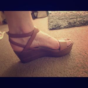 Michael Kors sandal heels with gold metal accents