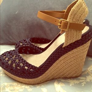 Cute Tori Burch navy braided rope wedges