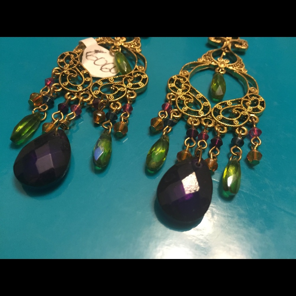 NEW Multicolored Beaded Chandelier Earrings