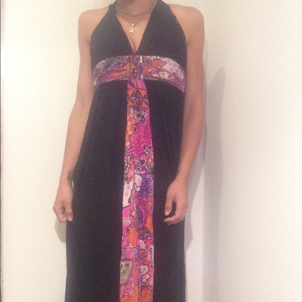 Maxi Dress with tropical silk accent