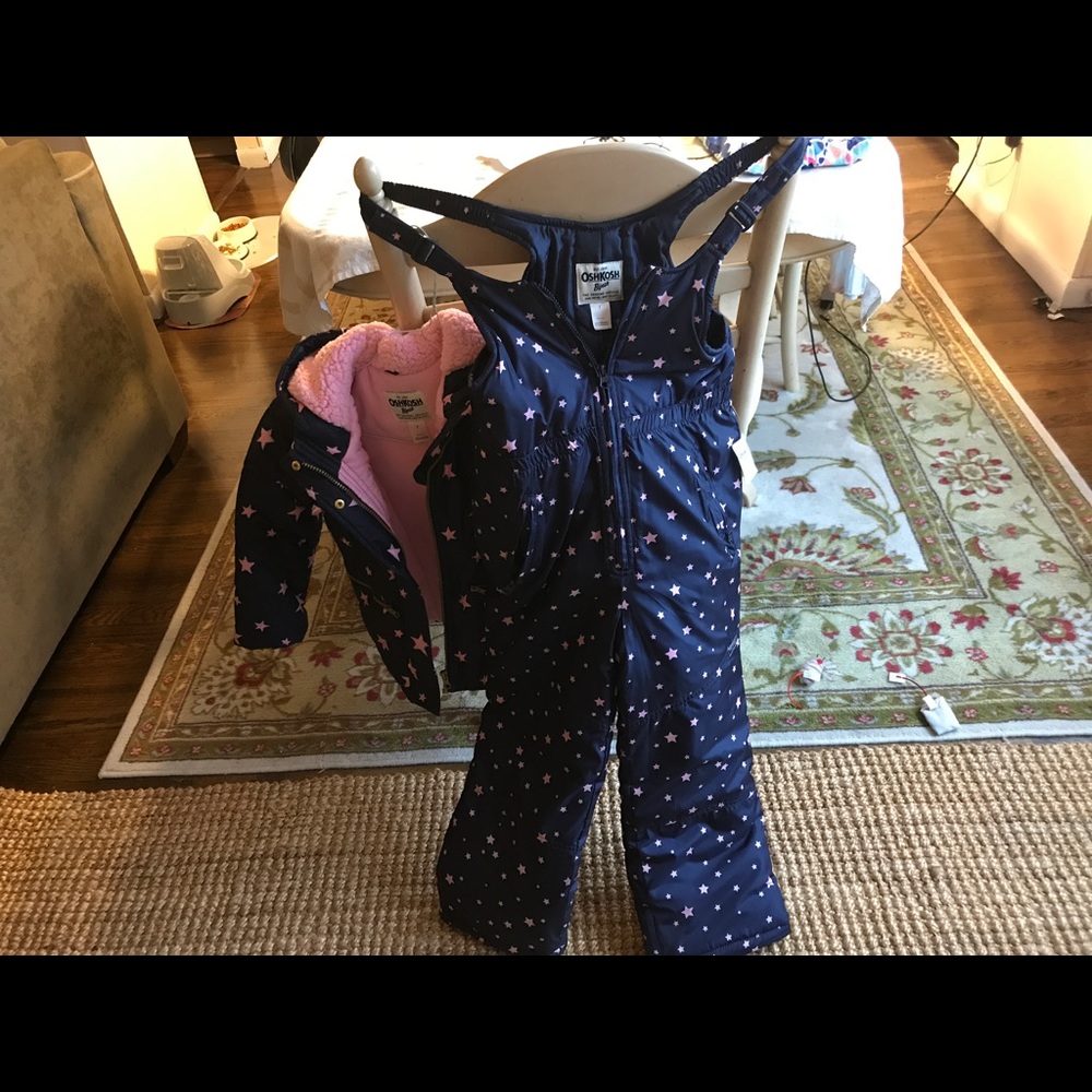 Oshkosh Navy and Pink star one piece snow suit