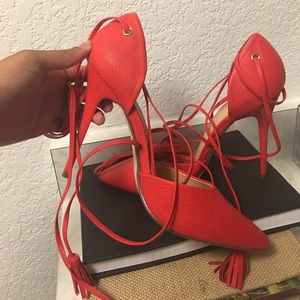Red Tie up Heels