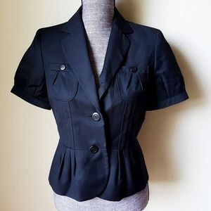 Nine West Short Sleeve Button Up Black Suit Blazer