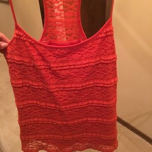 Burnt orange lace layered tank top