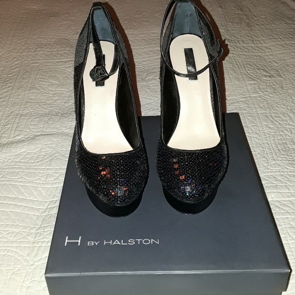 Worn 1x  6in  color sequins wedge heels