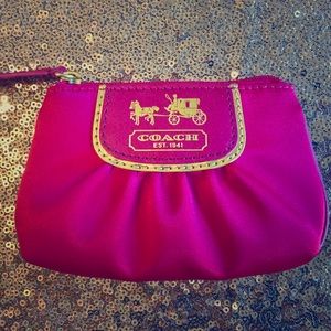 Coach pink satin coin purse. Never used!