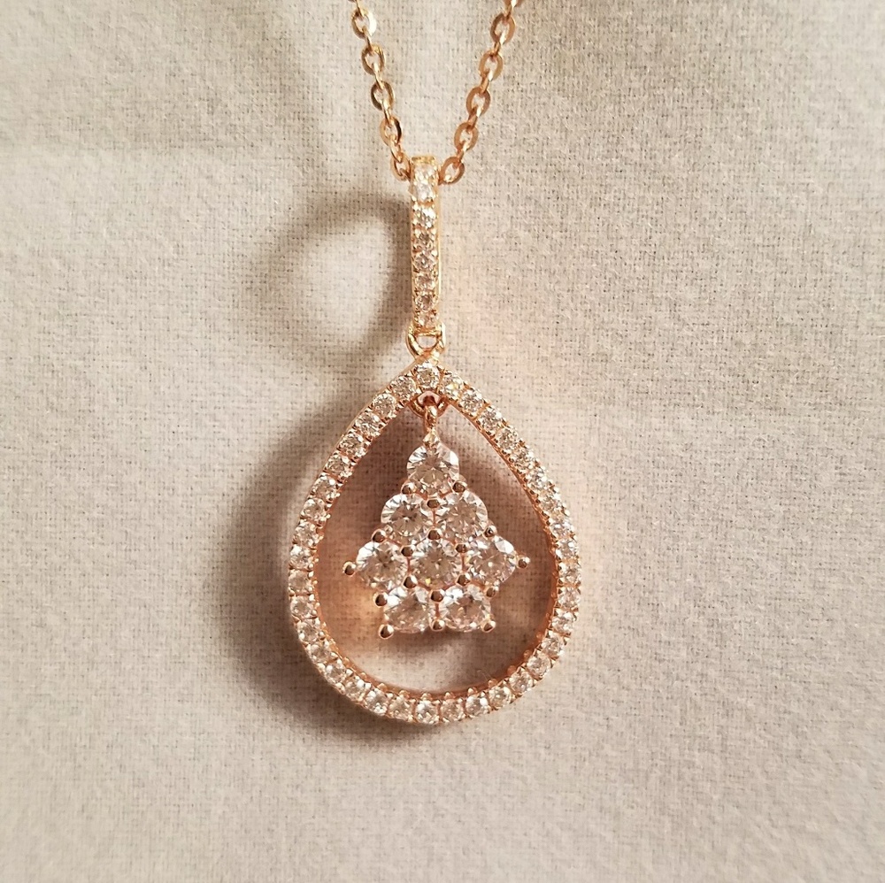 Silver CZ Circle Rose Gold Plating