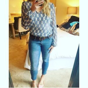 Bar iii Long Sleeve Polka Dot Sheer V-neck Blouse