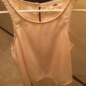 Peach flowy satin crop top