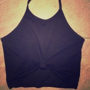 Black cotton crop top