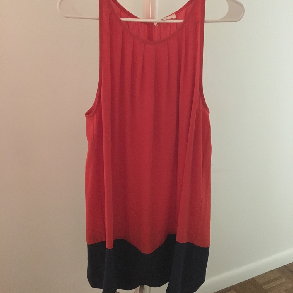 Red and Navy blue block dress