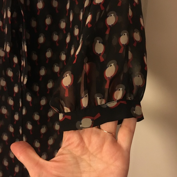 🐞🐞Asos chiffon bird print front tie blouse 🦉🦆 - Picture 2 of 7