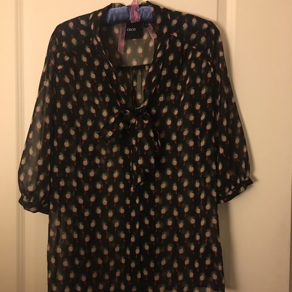 🐞🐞Asos chiffon bird print front tie blouse 🦉🦆 - Picture 4 of 7