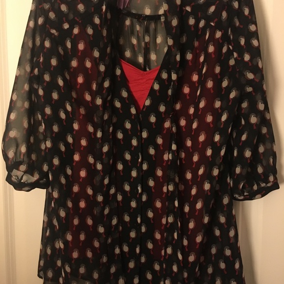 🐞🐞Asos chiffon bird print front tie blouse 🦉🦆 - Picture 5 of 7
