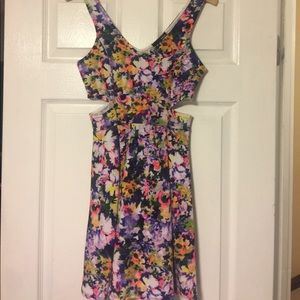 Aqua dress from Bloomingdales w/cut outs.