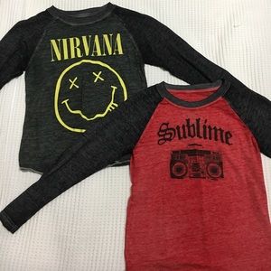Boys Raglan Rock Tees - Nirvana & Sublime