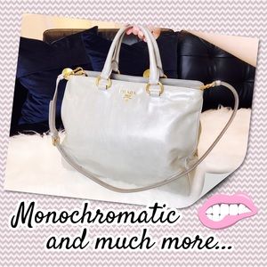 Prada Shopping Tote Vitello Shine HandBag