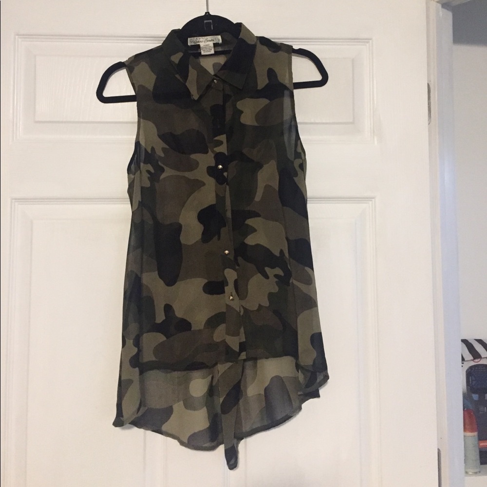 TOBI Army print blouse