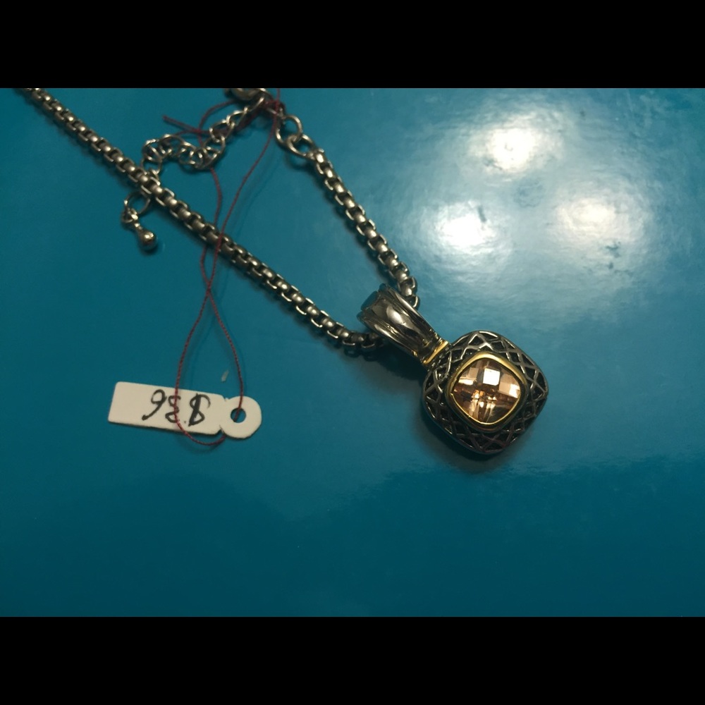 New Yellow Silver Tone Pendant Necklace