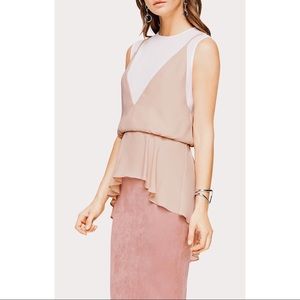 BCBG Elain Peplum Top - blouse pink / white