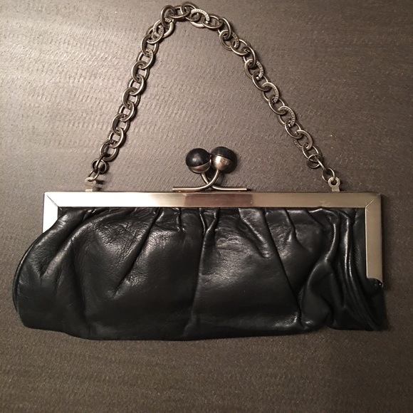 BCBGMaxAzria Handbags - Bcbg black leather clutch