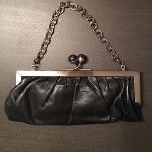 Bcbg black leather clutch