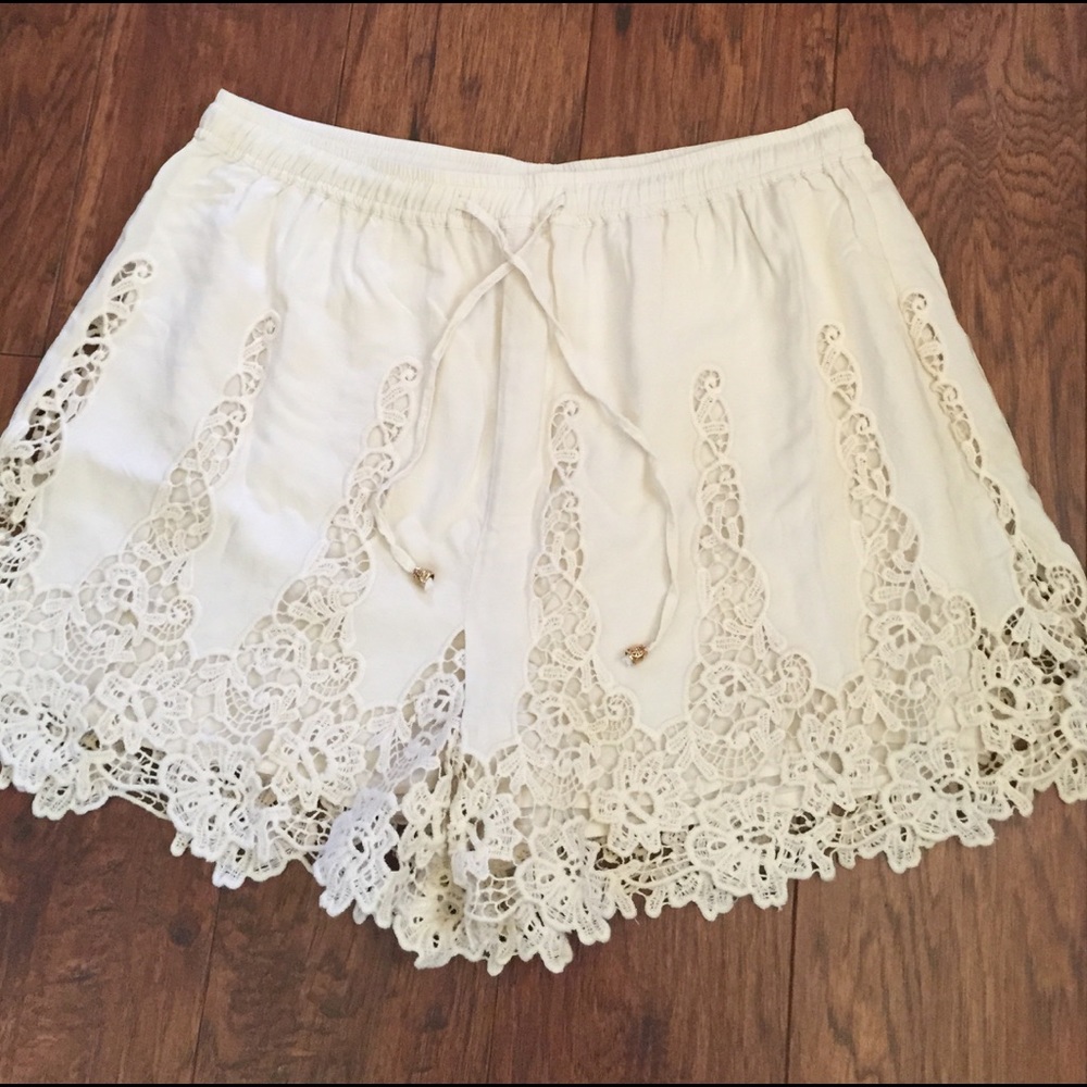 Anthropologie Elevenses Crocheted Shorts