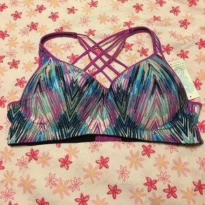 Tribal patterned push up sports bra