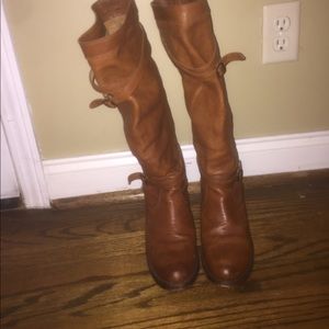 Tan Frye Jane Strappy Boot