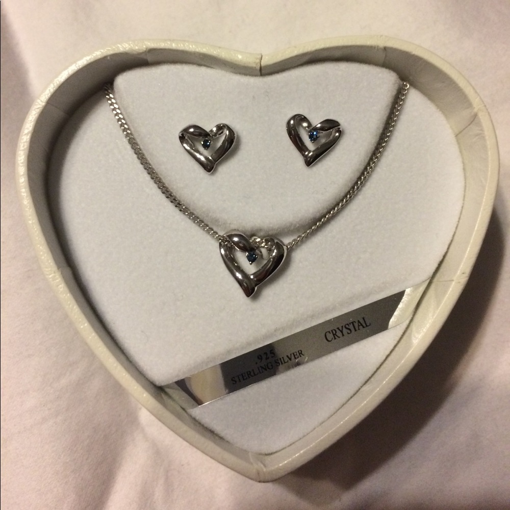 Earing and necklace set sterling silver