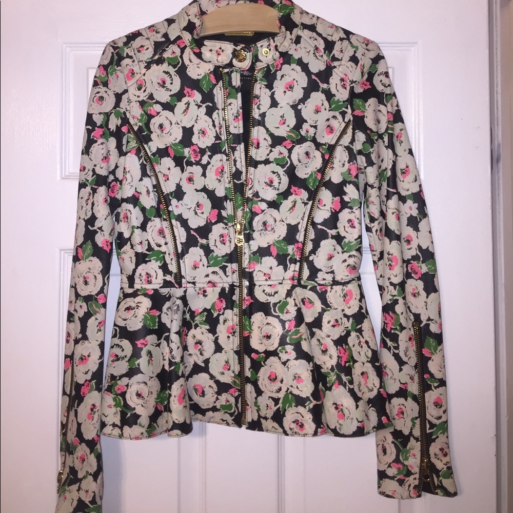 Juicy Couture leather floral jacket
