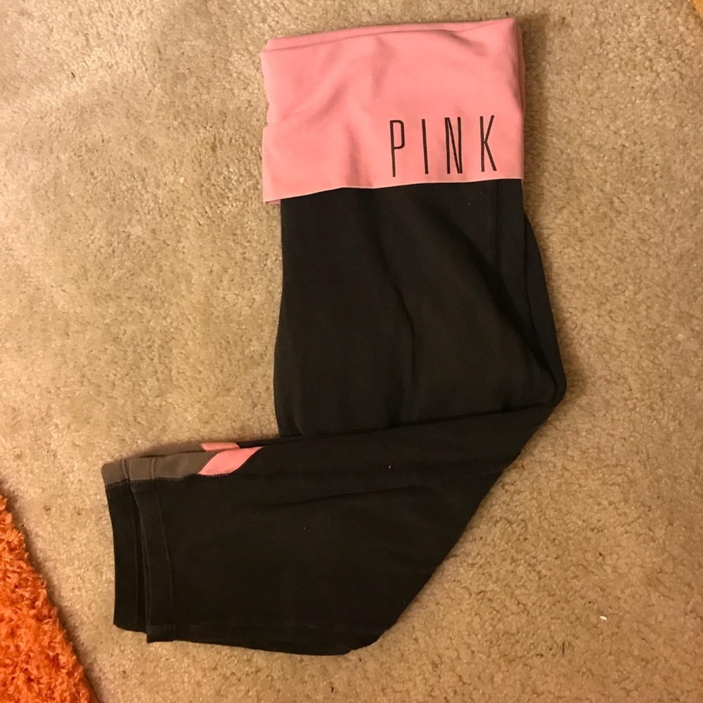 Pink crop fold over leggings