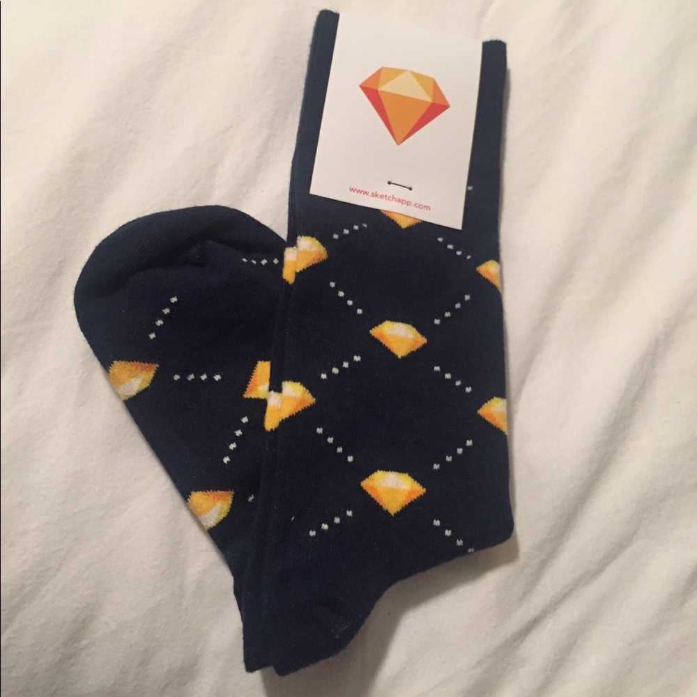 Navy and Yellow Designed Socks