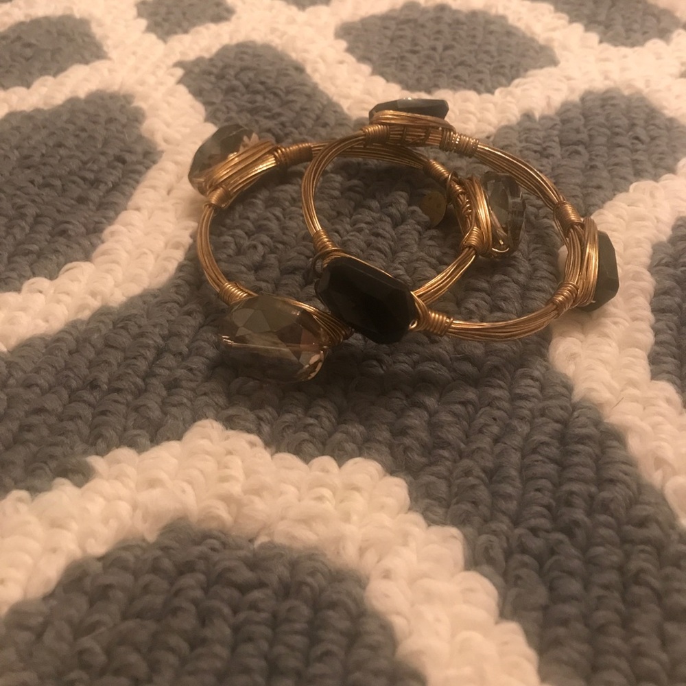 Boutique Champagne and Black Stone Bangles