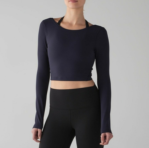 lululemon athletica Tops - Lululemon Arise Cropped LS Size 8 10 MDNI Navy