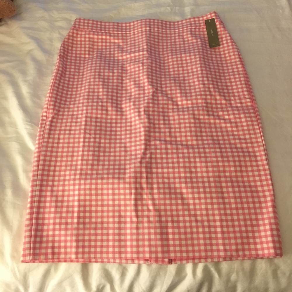 J. Crew Gingham Pencil Skirt Pink size 6 New NWT