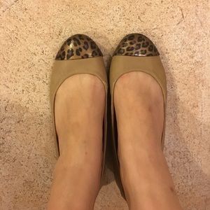 Jcrew leather camel/leopard flats size 6
