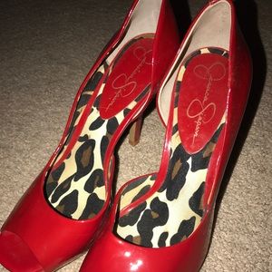 Red Jessica Simpson heels