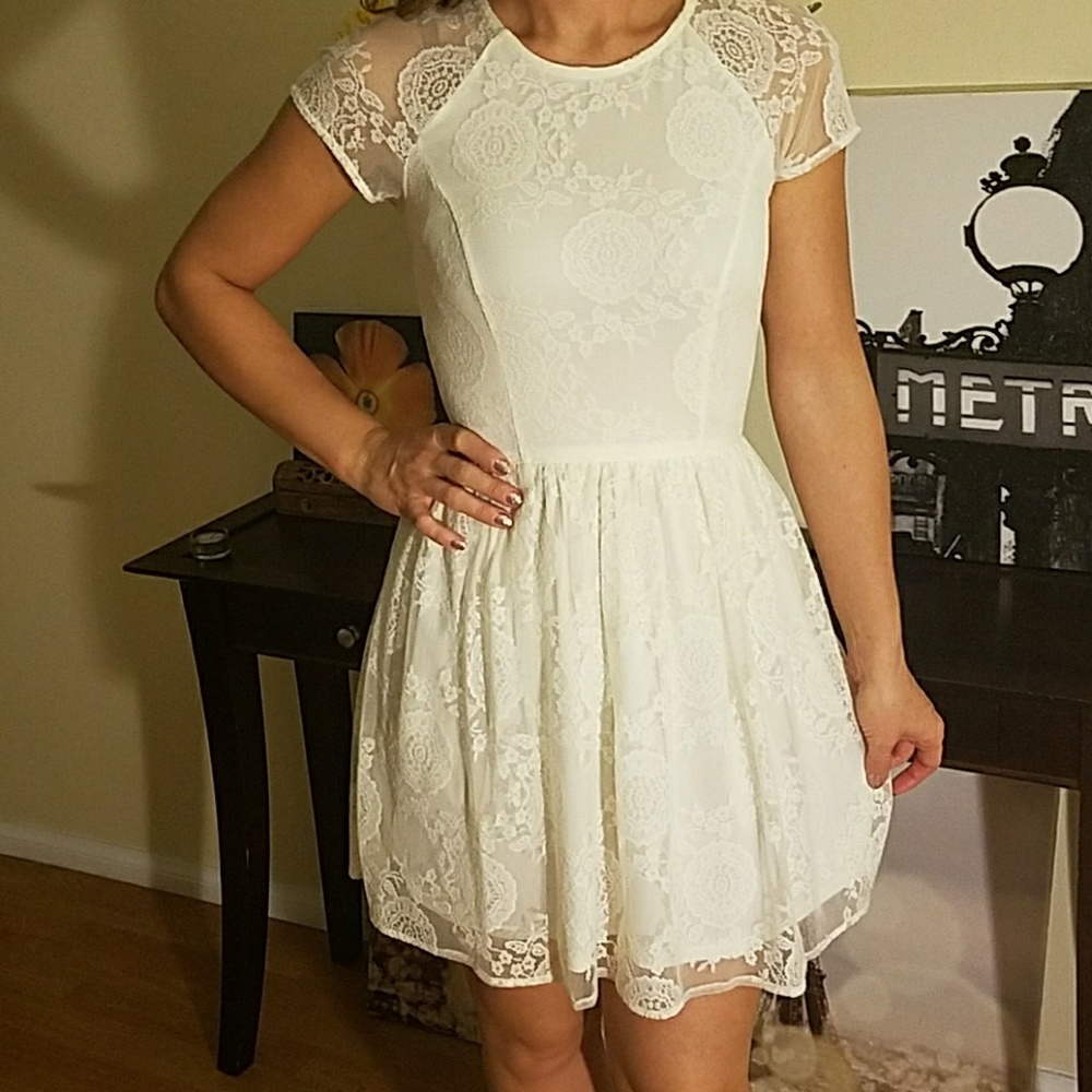 Off white lace mini dress