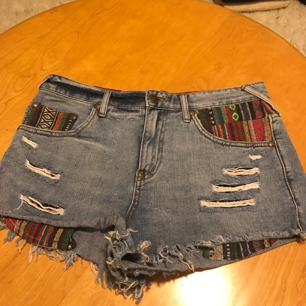 denim free people shorts