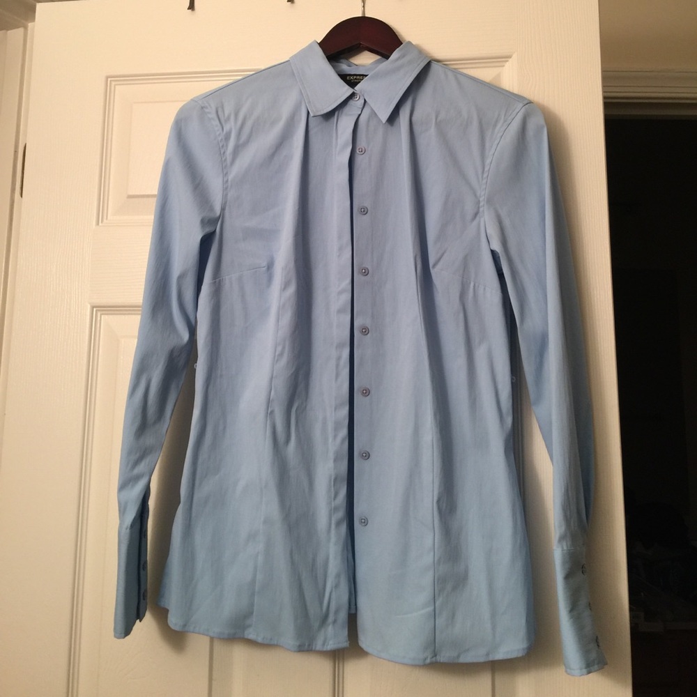 Express Baby Blue Button Down