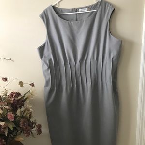 Rarely worn. Sleeveless gray pleated waist dress.