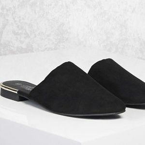 Faux suede and Gold slip on mules NWT