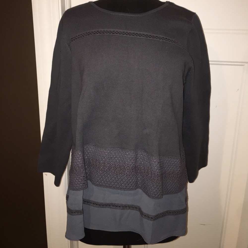 Loft charcoal grey mixed media sweater