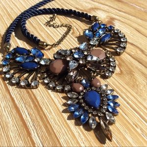 H&M Blue & Brown Statement Necklace, 22"