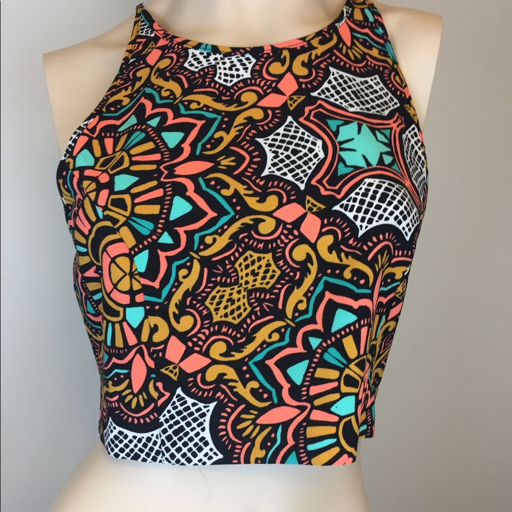 NEW MINK PINK Mulitcolored Floral Crop Top Size S