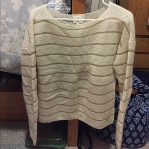 Cream sweater with gold stripes from Madewell