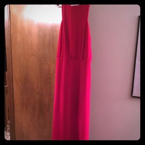Floor length red dress with slit